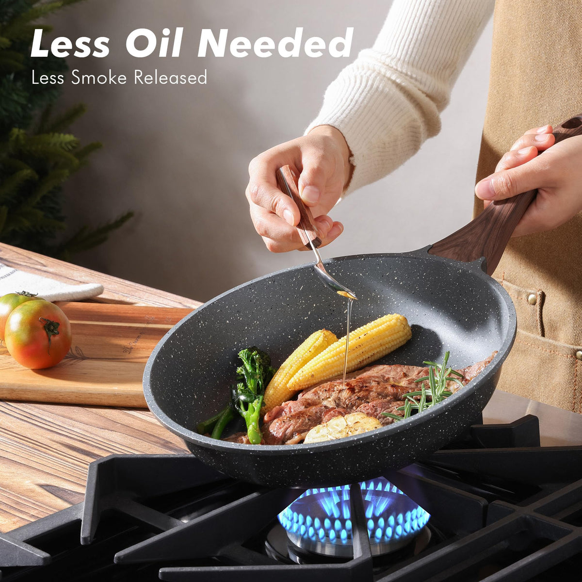 SENSARTE stay-cool handle remains comfortable while cooking