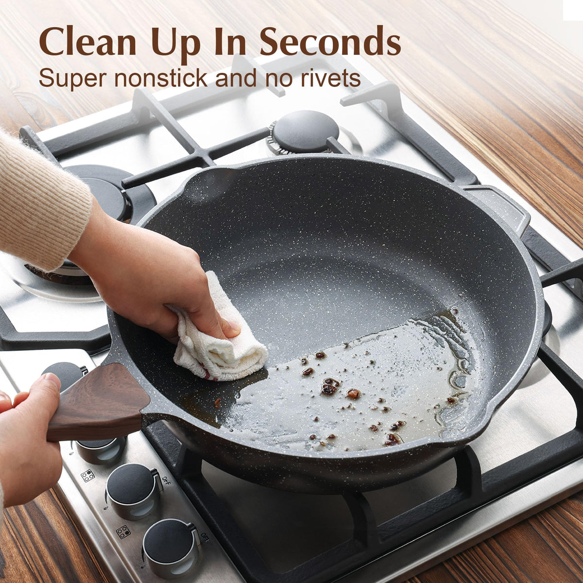 SENSARTE stay-cool handle stays comfortable while cooking.