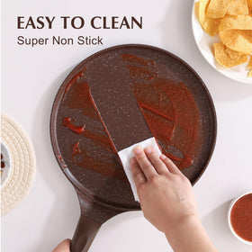 SENSARTE nonstick surface with rivet-free interior for quick cleaning.