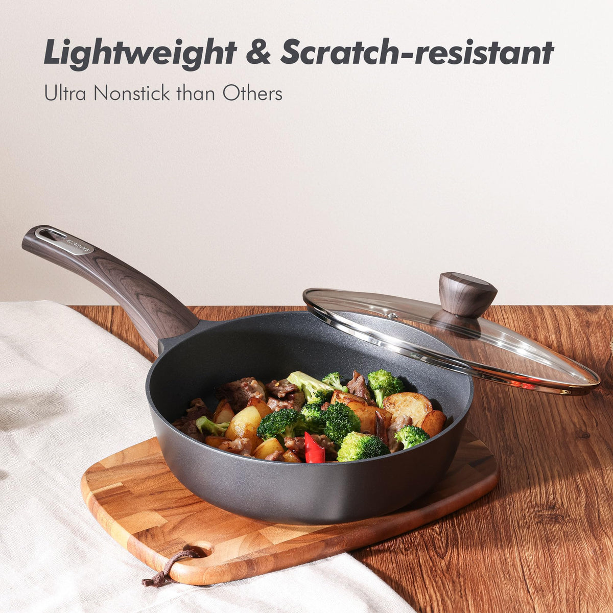 SENSARTE stay-cool wood grain handle provides comfortable grip.