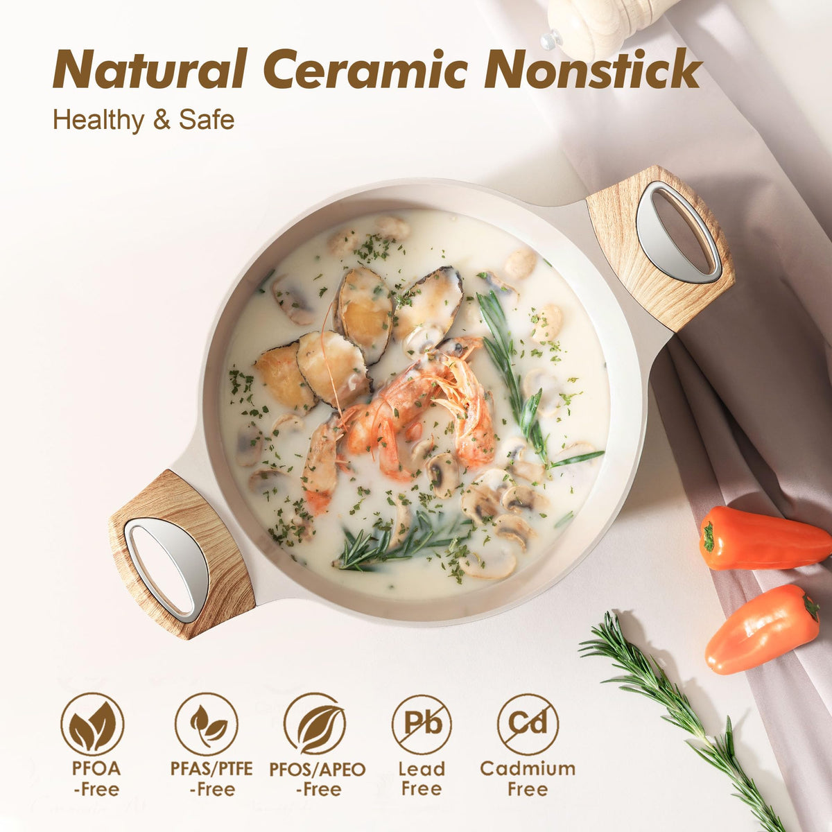 SENSARTE induction-compatible bottom demonstrates versatile heating on all stoves.
