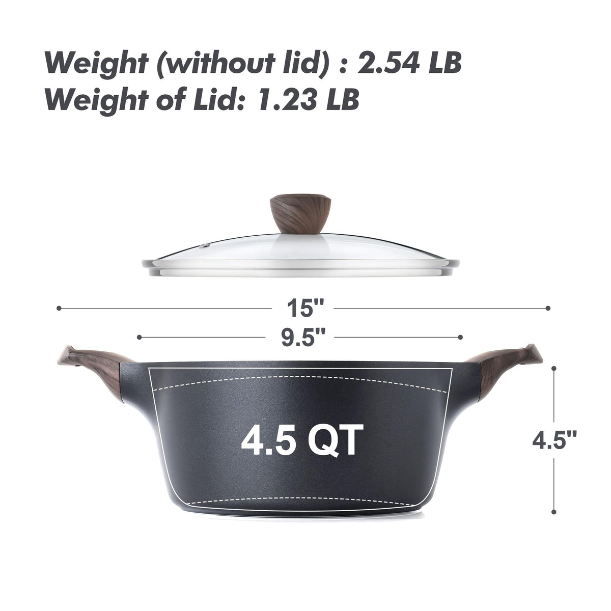 Explosion-proof glass lid on the SENSARTE stock pot for safety and visibility