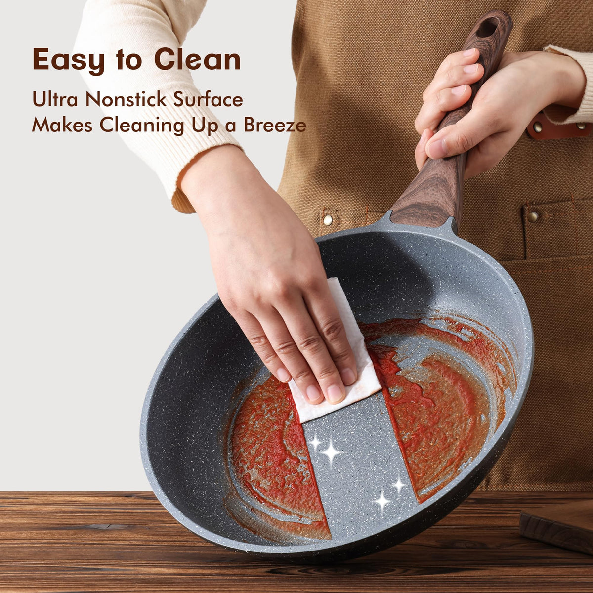 SENSARTE Swiss granite coating provides reliable nonstick release and simple cleanup