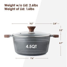 SENSARTE 4.5 qt stock pot interior with Swiss granite coating enhances browning.