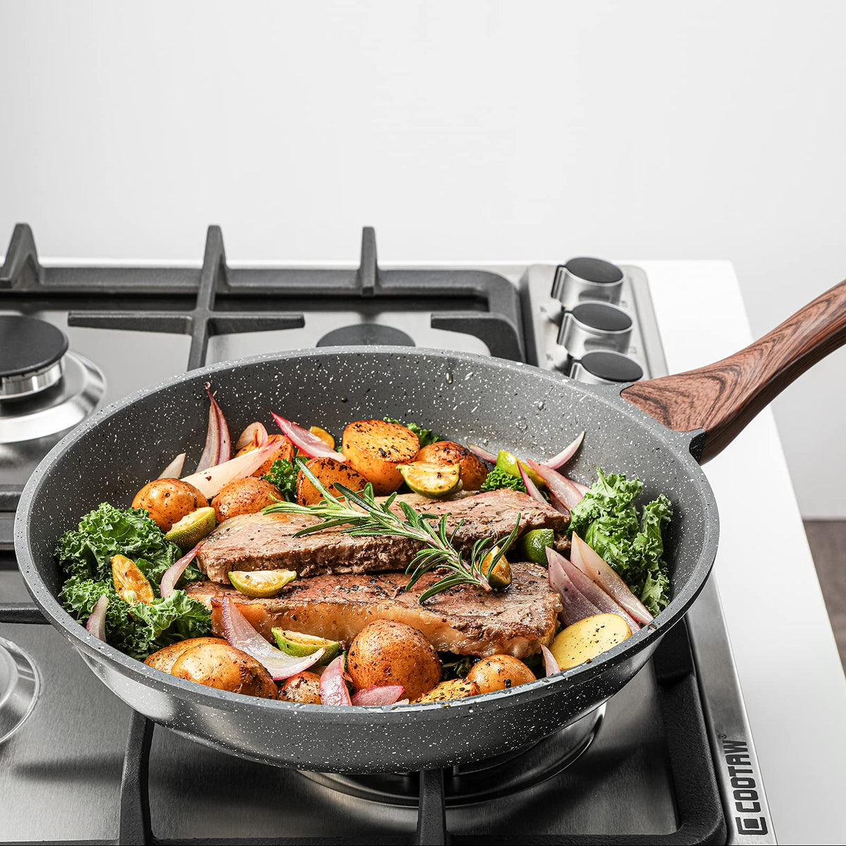 SENSARTE three-piece granite nonstick pans set for versatile cooking