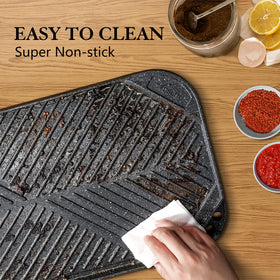 SENSARTE pan fits two burners for versatile indoor cooking.