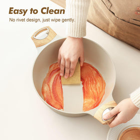 SENSARTE stock pot with wood-grain handle offers comfortable grip.
