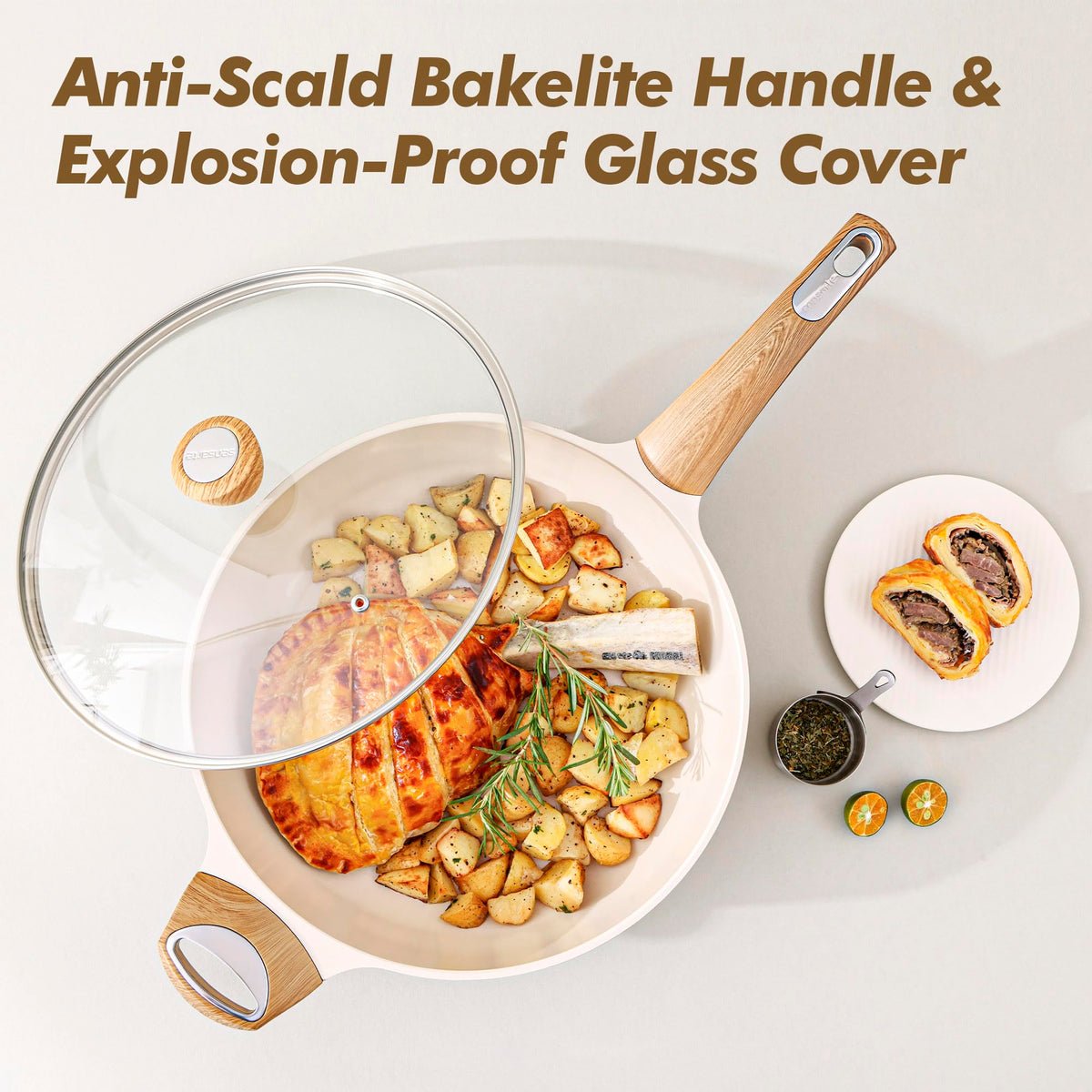 SENSARTE wood-grain stay-cool handle for safe, comfortable handling.