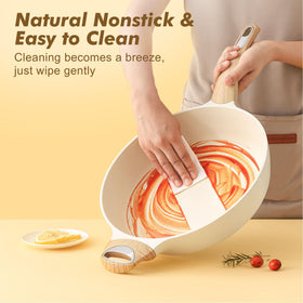 SENSARTE woodgrain heat-resistant handle design for a comfortable grip.