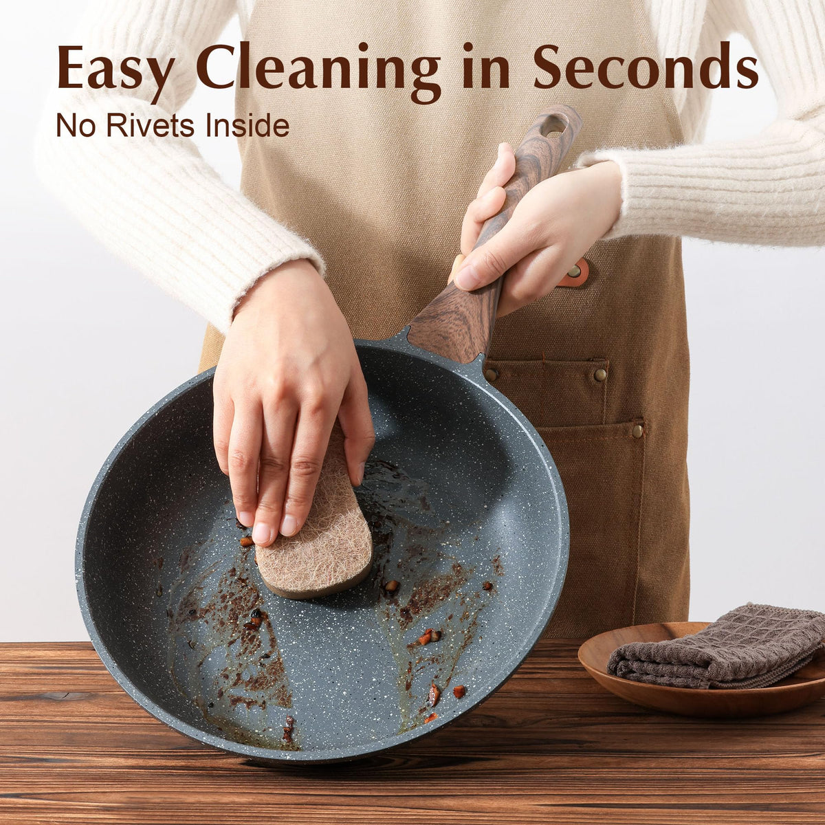 SENSARTE woodgrain handle stays cool during frying