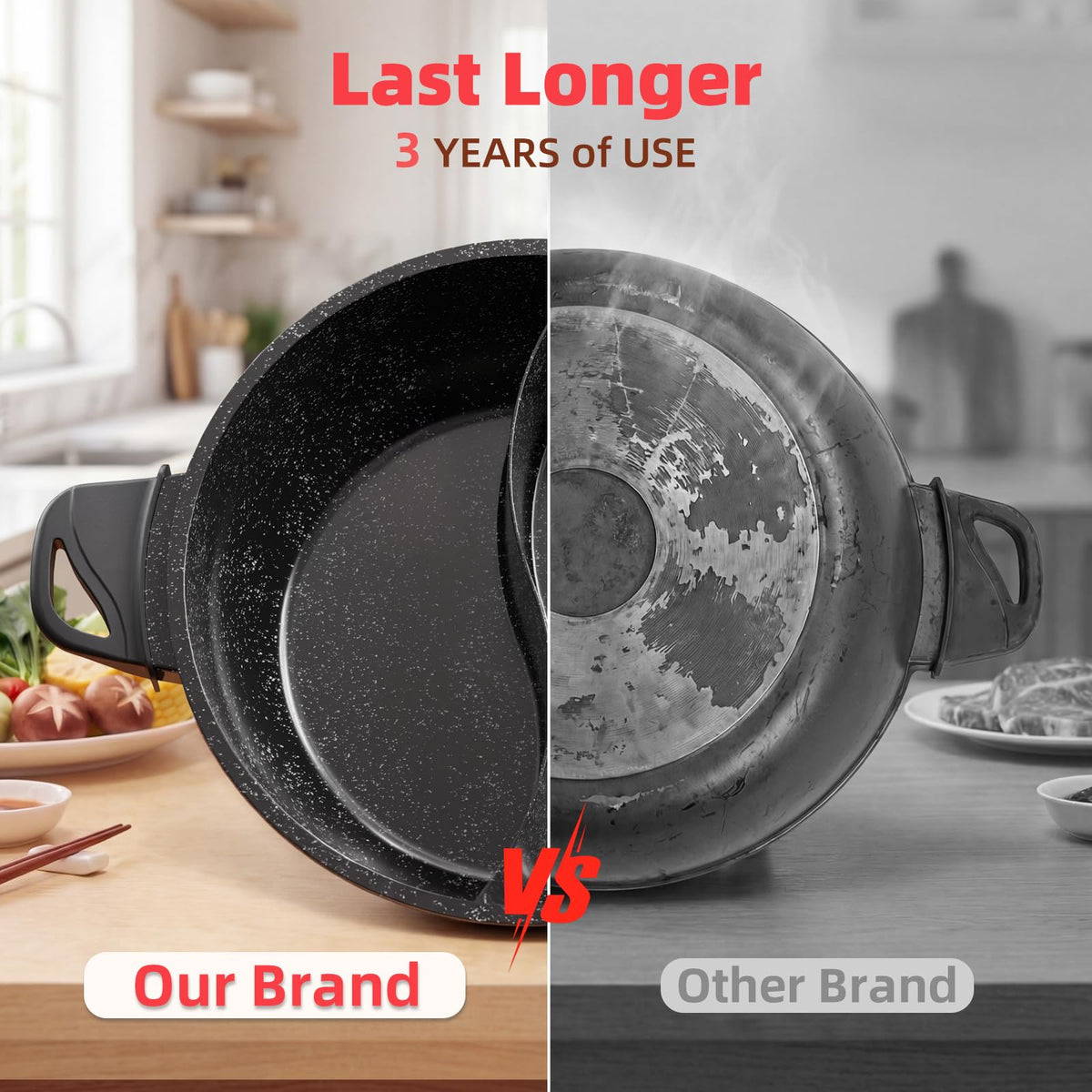 SENSCHEF TWIN durable cast aluminum ensures sturdy and stable cooking