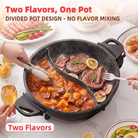 SENSCHEF TWIN in use with two broths at once for family dinners
