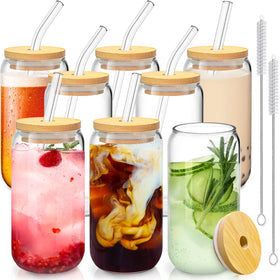 SENTVEND 16oz glass cups ideal for iced coffee and beverages