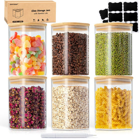 SENTVEND 37 oz glass jar with bamboo lid for pantry storage and quick identification