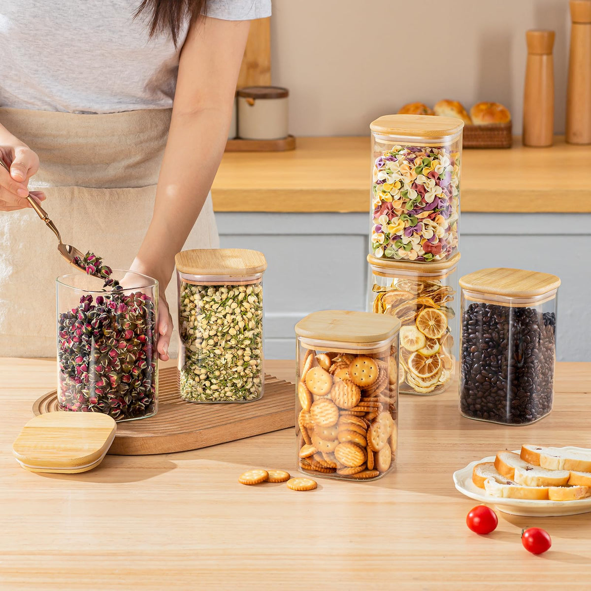 SENTVEND stackable canisters save space and simplify pantry organization