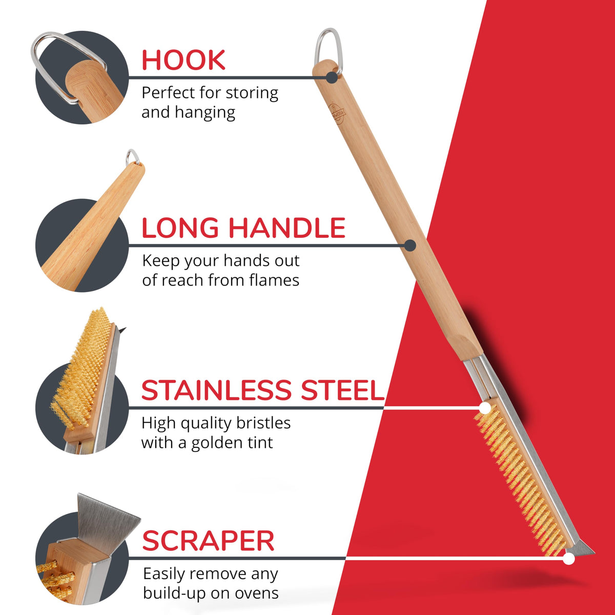Senwosa wood-fired oven cleaner tool in action with scraper.