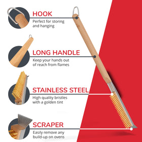 Senwosa wood-fired oven cleaner tool in action with scraper.