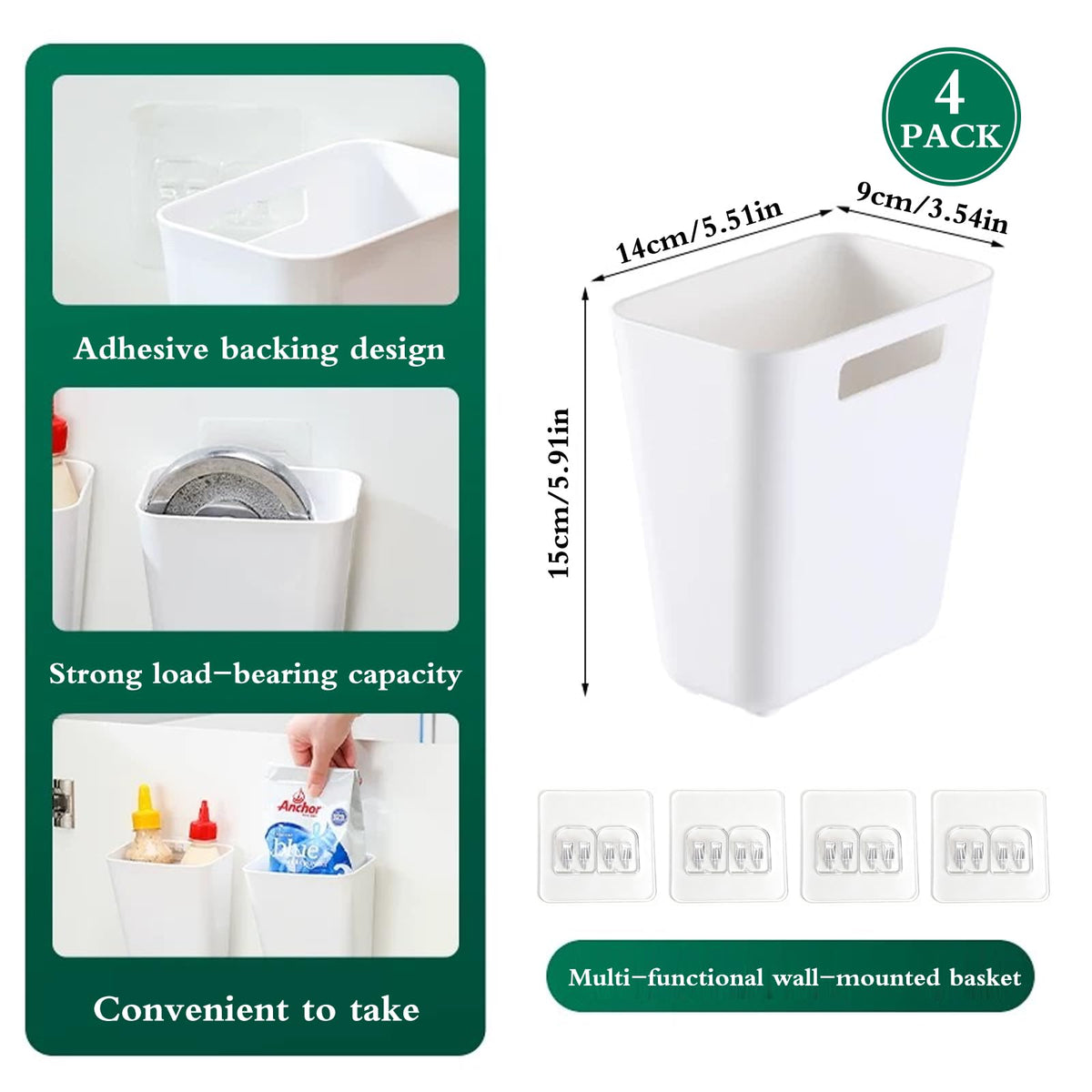 senylanhxy wall mount storage bin highlights no-drill installation on smooth surface