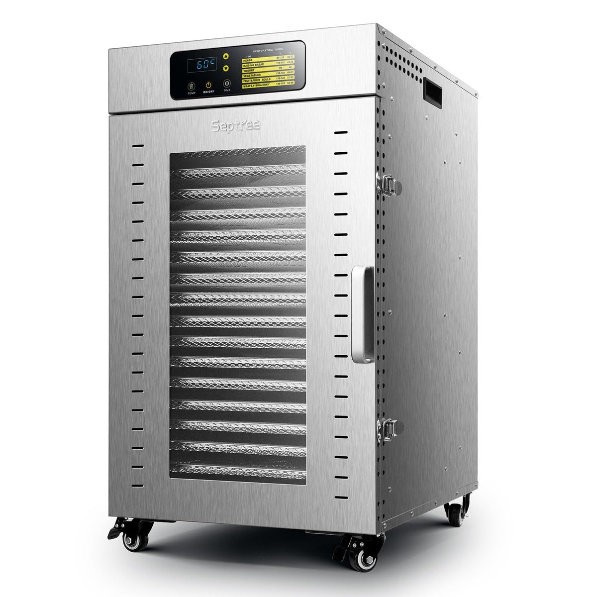 Septree commercial dehydrator front view showing large door for easy monitoring