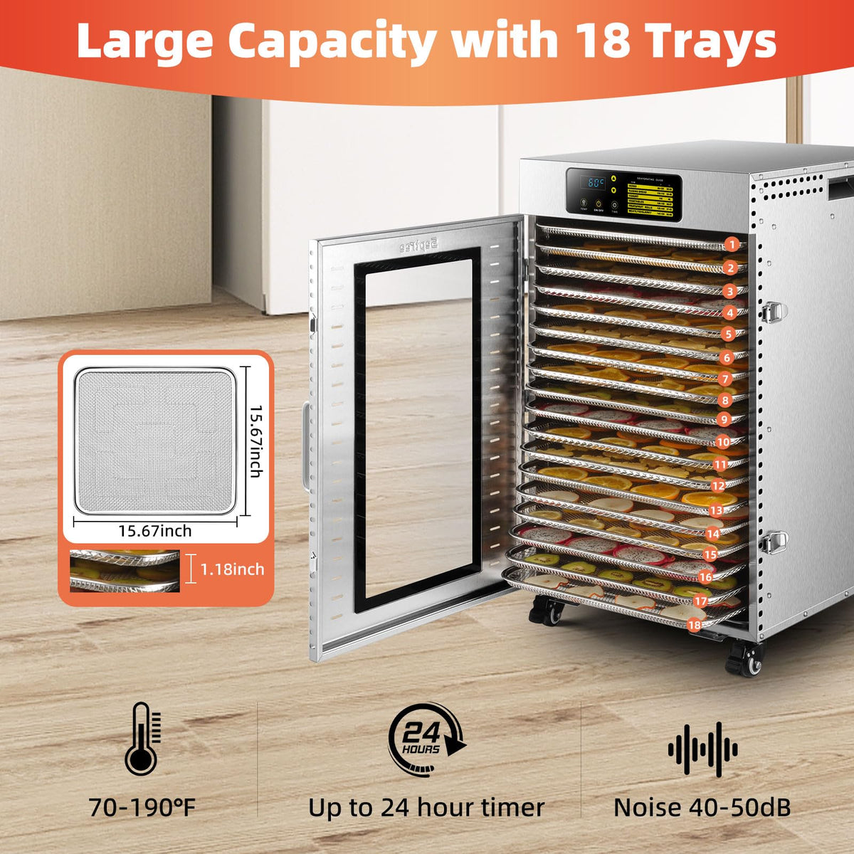 Septree horizontal airflow ensures even drying across all trays