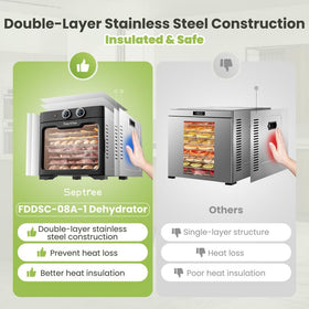 Septree dehydrator digital timer enables precise 24-hour batch processing.