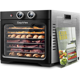 Septree household dehydrator with 8 trays for efficient drying of fruits and jerky.