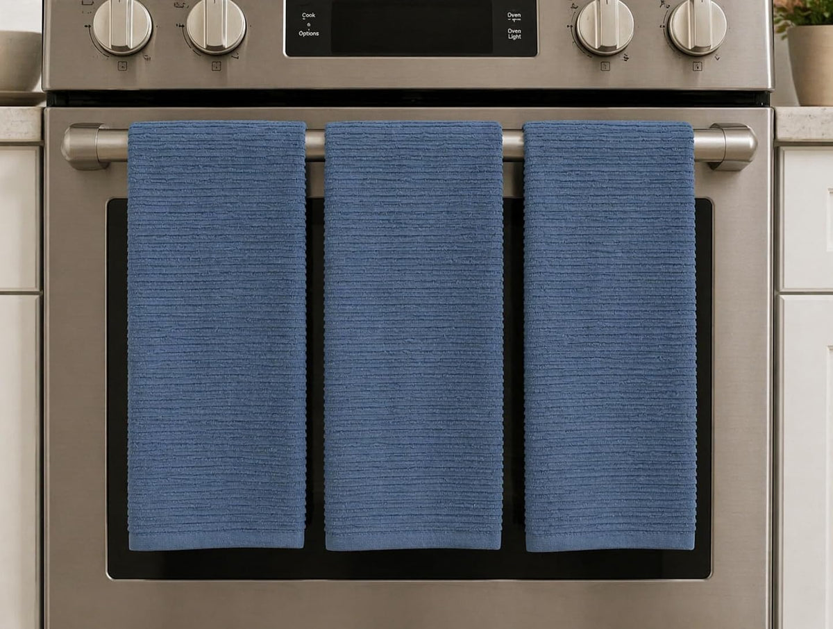 Serafina Home chambray towel machine washable and dryer friendly.