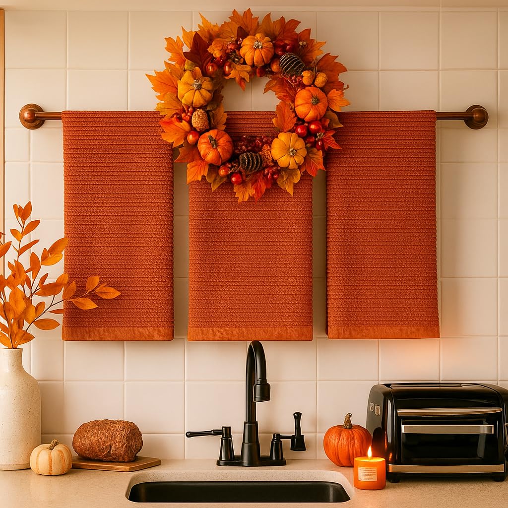 Serafina Home dish towels show absorbent cotton weave for fast drying