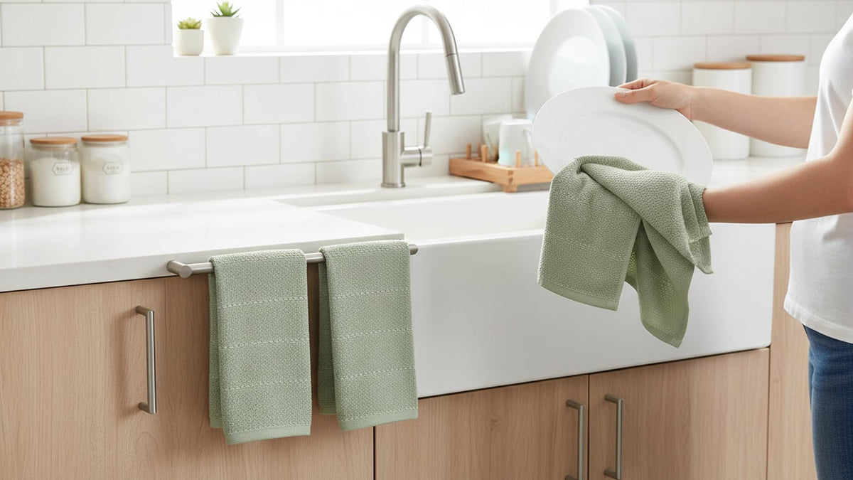 Serafina Home sage green towels multipurpose for hands and dishes
