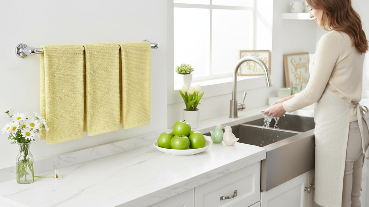 Textured weave cotton towel by Serafina Home for quick drying
