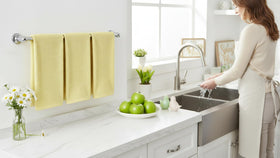Textured weave cotton towel by Serafina Home for quick drying
