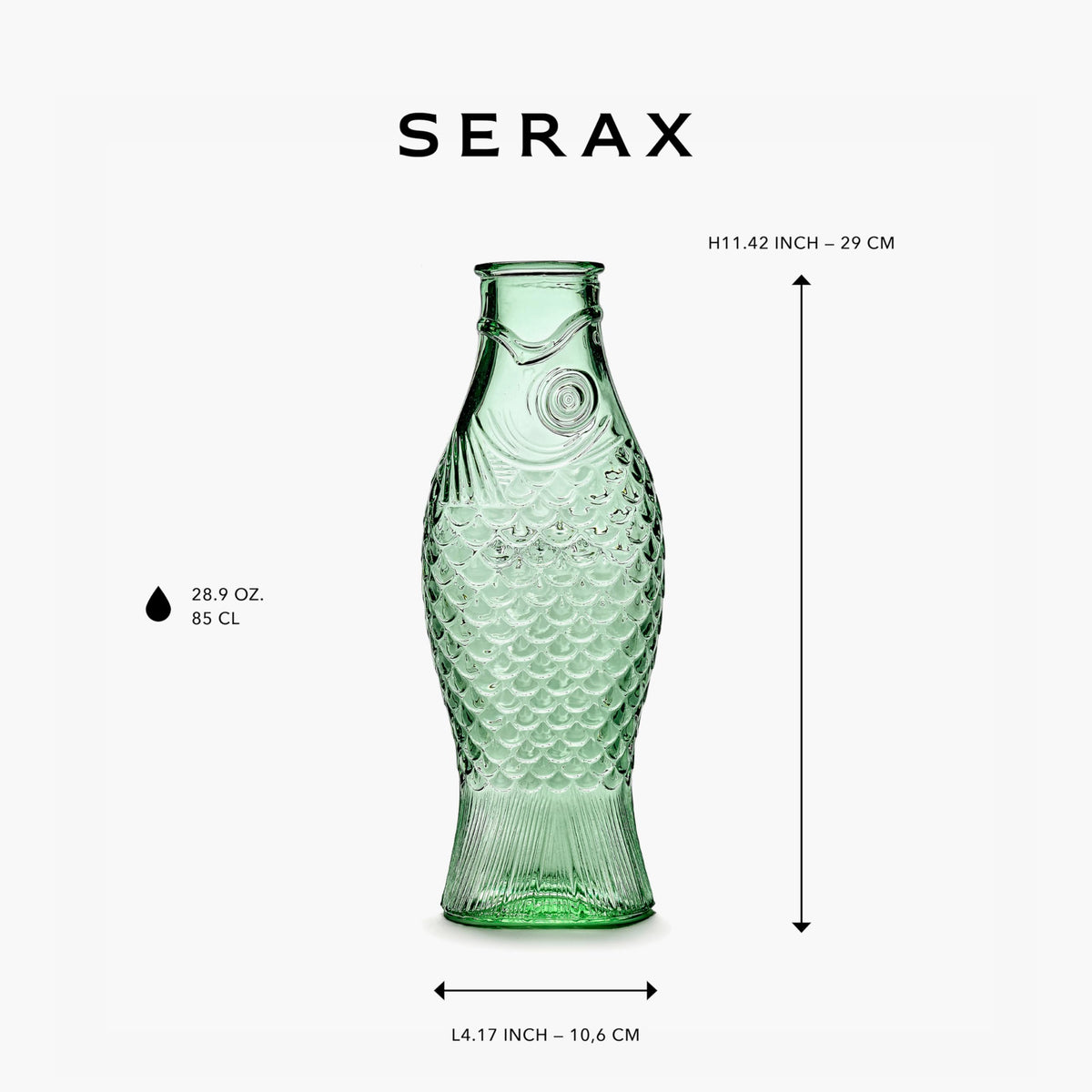 Green translucent Serax water pitcher side view for beverages