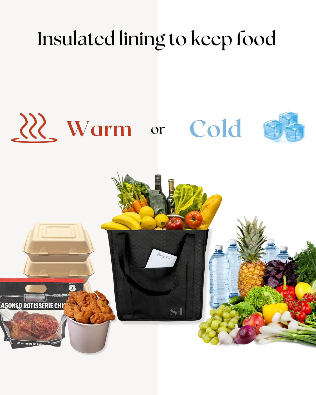 Serene Homes insulated bags with zippered top for secure groceries and temperature control