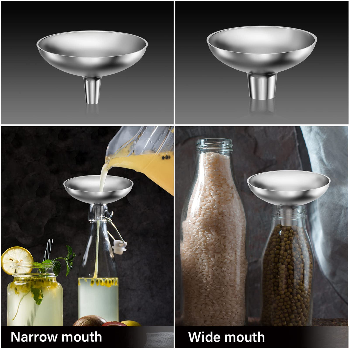 Serinar 304 stainless steel funnel durability and safe food handling