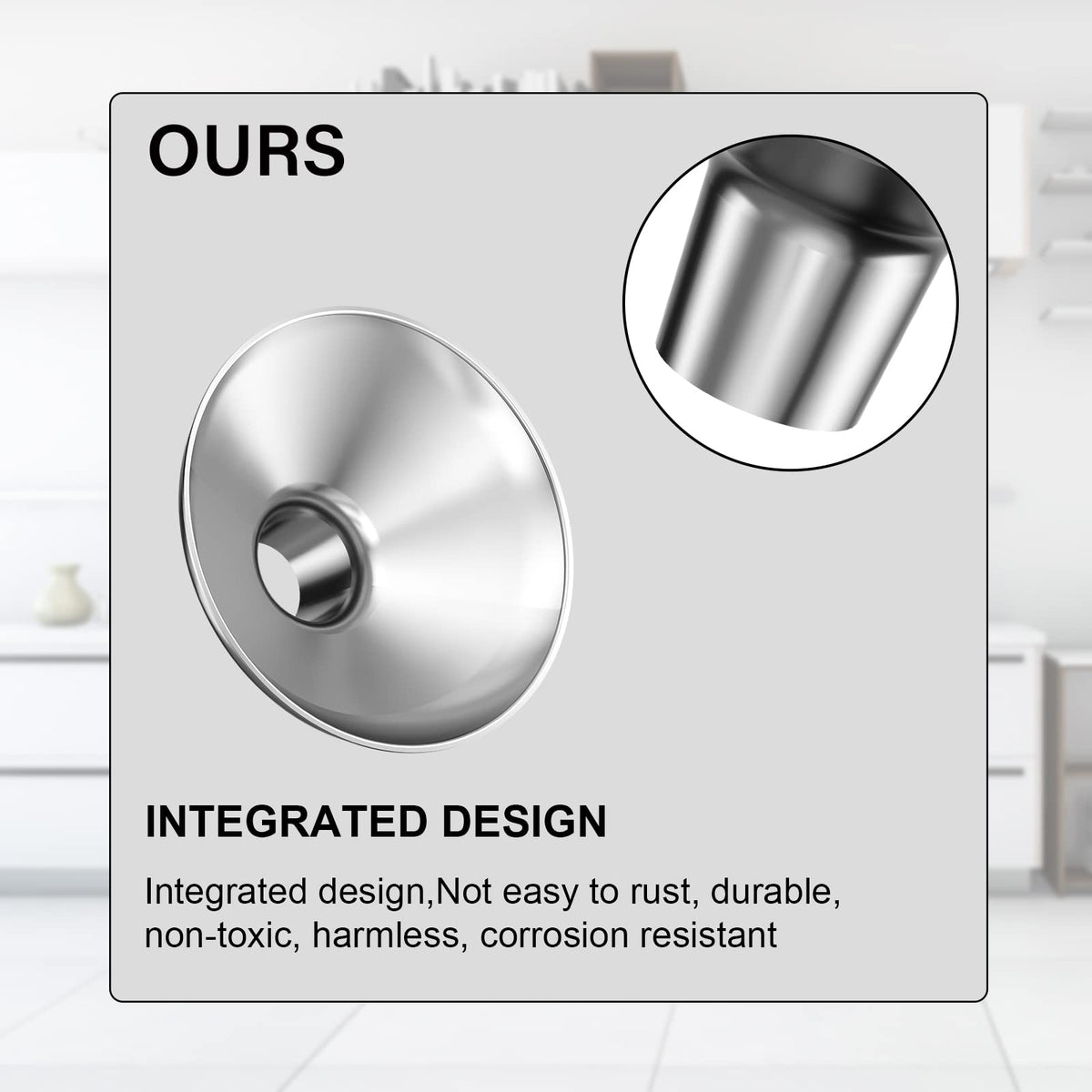 Serinar funnel one-piece design minimizes seams for easy cleaning