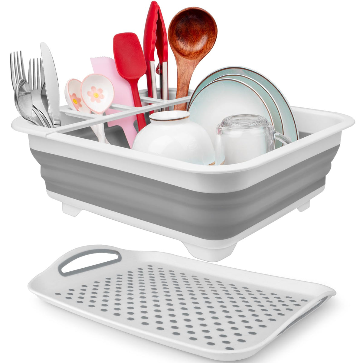 Seropy collapsible over-sink rack with drainboard for space-saving kitchen