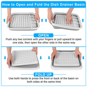 Seropy dish drying rack with four removable compartments for organization