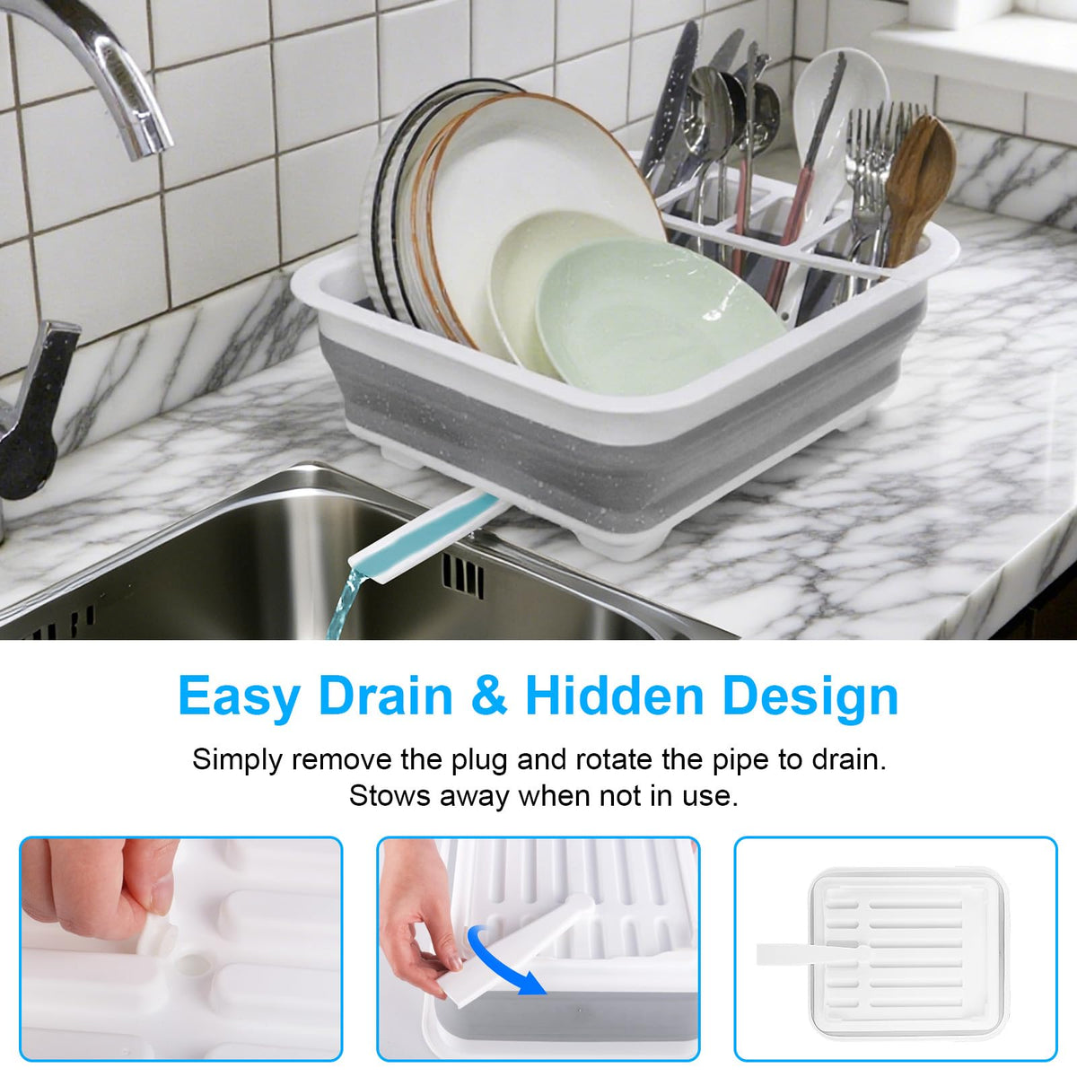 Seropy dish drying tray catches drips to protect countertops