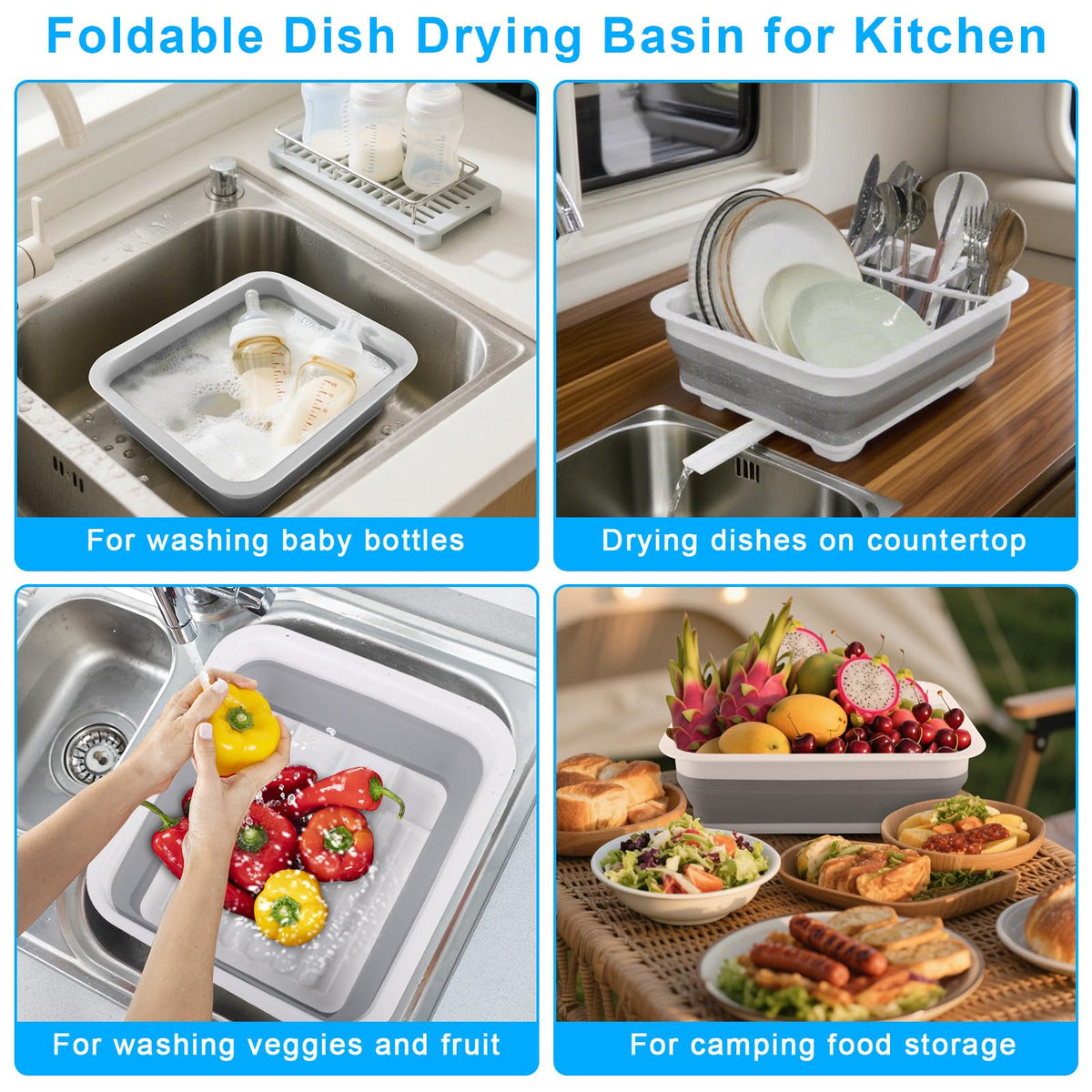 Seropy large-capacity drainer fits pots, pans, boards