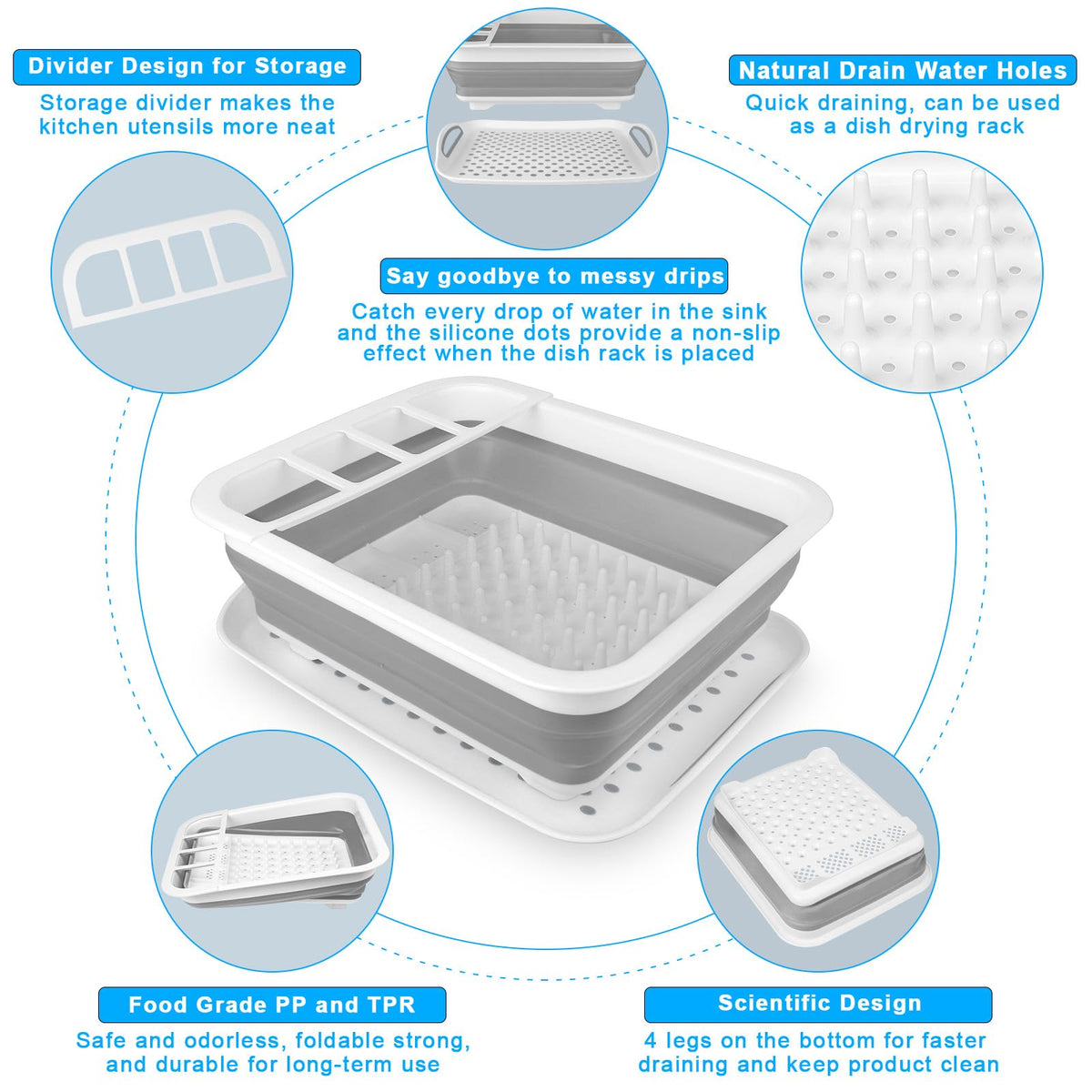 Seropy large-capacity over-sink rack holds plates, bowls, and pans