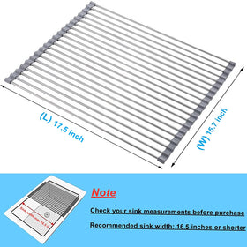 Seropy over-sink rack highlights durable 304 stainless steel construction.