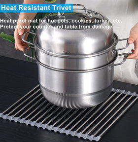 Seropy over-sink rack is heat resistant up to 400°F for cookware.