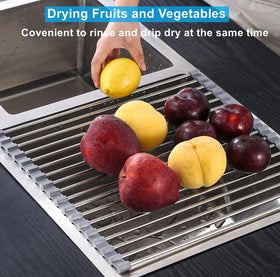 Seropy roll-up rack serves as dish drying, veg washing, and more.