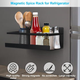 Seropy spice rack mounted on fridge holds jars securely.