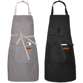 Serrenf 2-pack aprons with two front pockets for quick tool access.