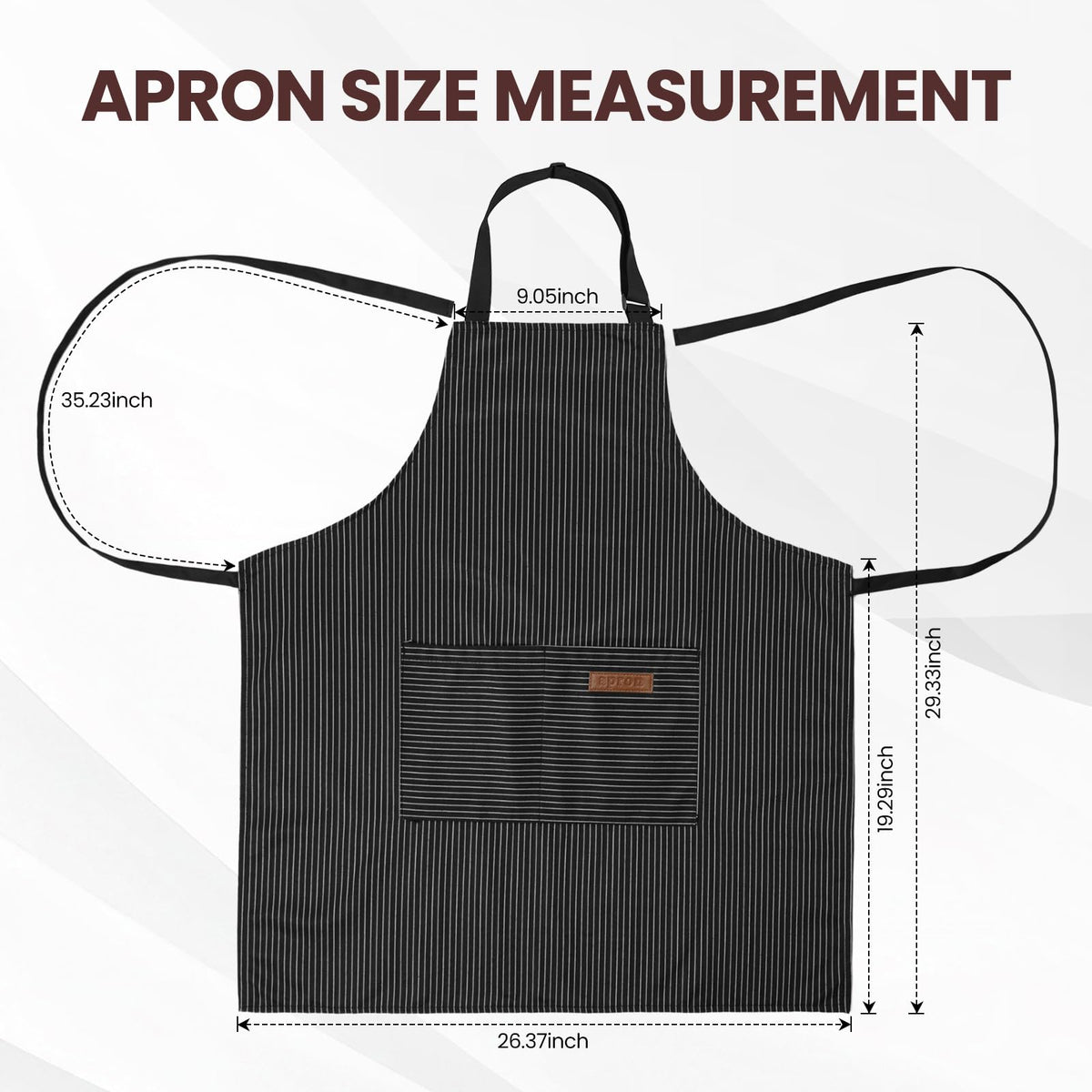 Serrenf adjustable neck apron in two colors for versatile kitchen wear.