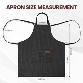 Serrenf adjustable neck apron in two colors for versatile kitchen wear.