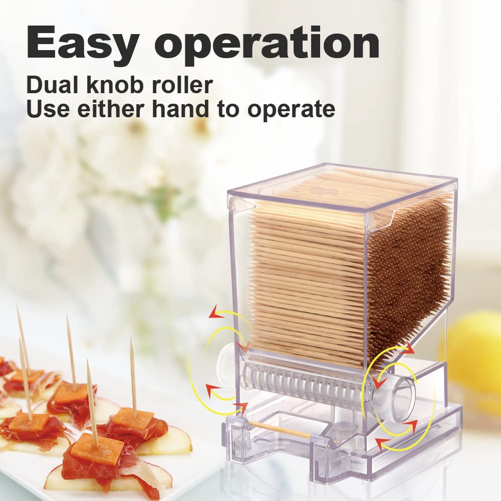 Serve Clean clear toothpick dispenser interior holds over 600 double-pointed toothpicks