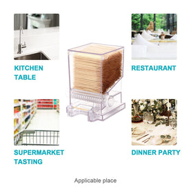 Serve Clean clear toothpick dispenser on table during party for quick access