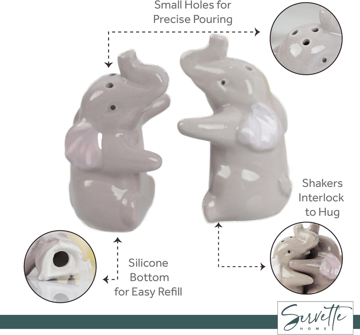 Servette Home Hugging Elephants table decor for entertaining guests.
